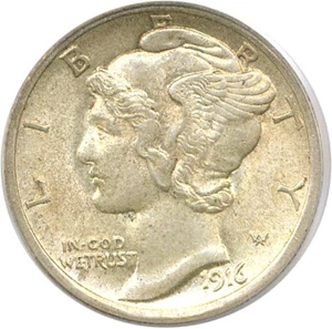 image for: 1916-D 10c PCGS MS63 FB