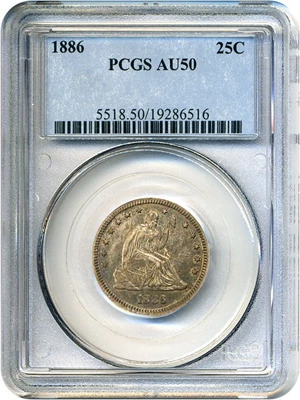 image for: 1886 25c PCGS AU50