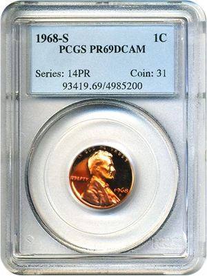 image for: 1968-S 1c PCGS Proof 69 RD DCameo