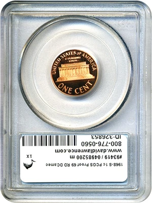 image for: 1968-S 1c PCGS Proof 69 RD DCameo