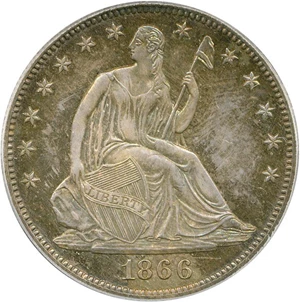 image for: 1866 50c PCGS Proof 65 *Color*