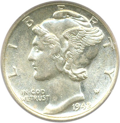 image for: 1942/1 10c PCGS AU58 FB