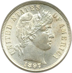 image for: 1897 10c PCGS MS64