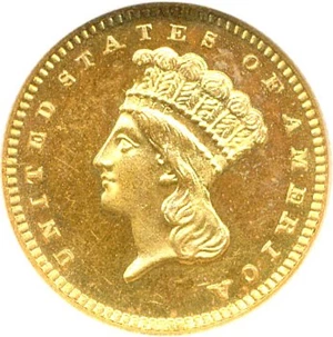 image for: 1889 G$1 NGC/CAC Proof 64 Cameo