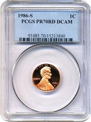 image for: 1986-S 1c PCGS Proof 70 RD DCameo