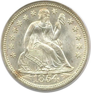 image for: 1854 10c PCGS MS65 (Arrows)