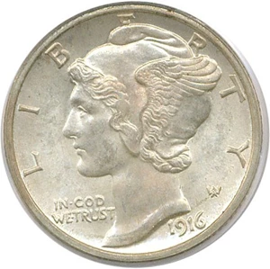 image for: 1916-S 10c PCGS/CAC MS65 FB (Mercury)