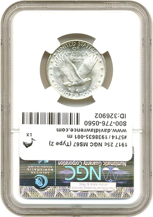 image for: 1917 25c NGC MS67 (Type 2)