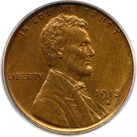 image for: 1913-S 1c PCGS/CAC MS64 RB