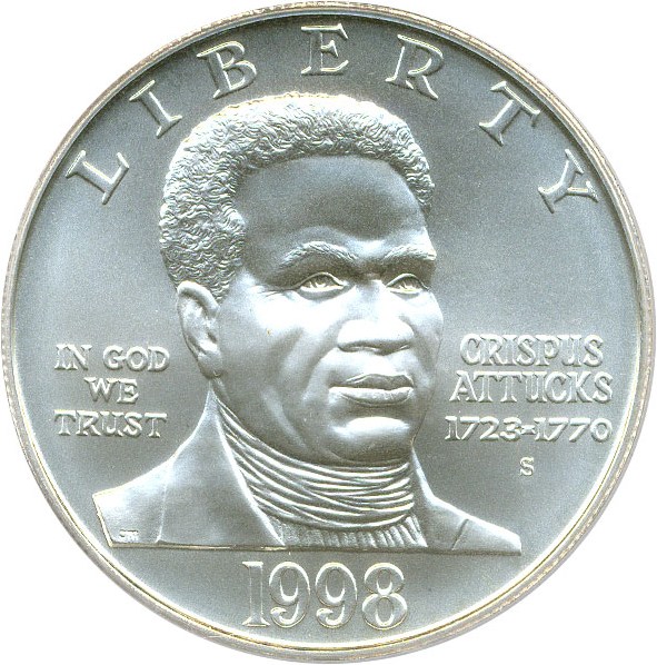 image for: 1998-S $1 PCGS MS69 (Black Patriots/Crispus Attucks)