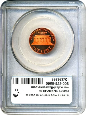 image for: 1979-S 1c PCGS Proof 70 RD DCameo (Type 2)