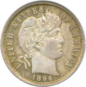 image for: 1894 10c PCGS MS63