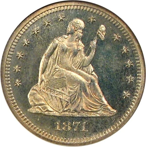 image for: 1871 25c NGC/CAC Proof 64