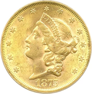 image for: 1875-S $20 PCGS MS61