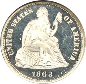 image for: 1863 10c NGC/CAC Proof 66 Ultra Cameo ex: Eliasberg