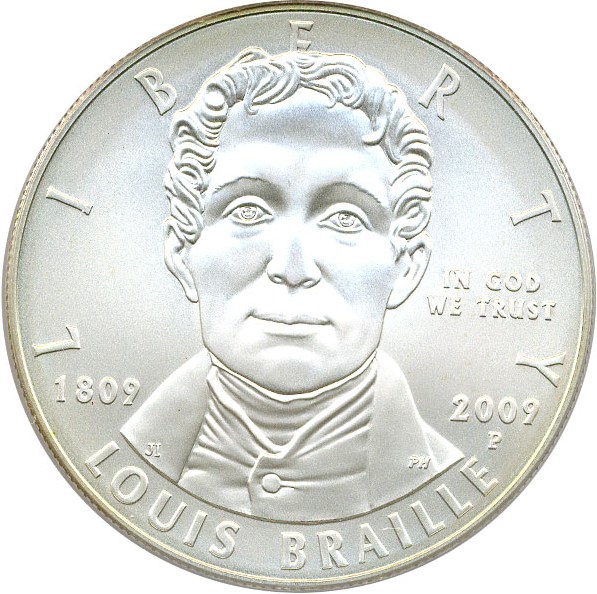 image for: 2009-P $1 PCGS MS69 (Louis Braille)