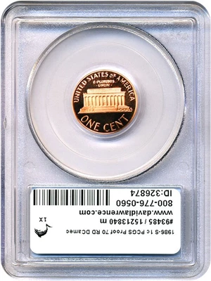 image for: 1986-S 1c PCGS Proof 70 RD DCameo