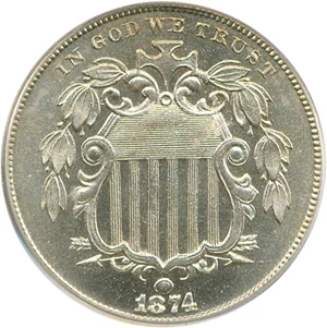 image for: 1874 5c PCGS Proof 66