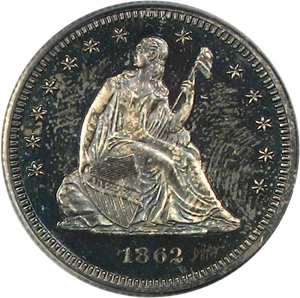 image for: 1862 25c PCGS Proof 64