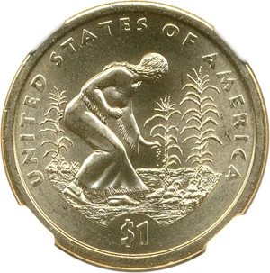 image for: Mint Error: 2009 Sac $1 NGC MS65 (Missing Edge Lettering)