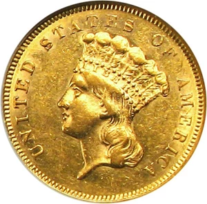image for: 1856-S $3 NGC/CAC AU58