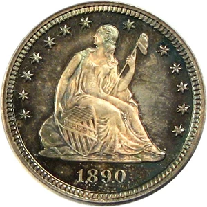 image for: 1890 25c PCGS/CAC Proof 66 * Color *