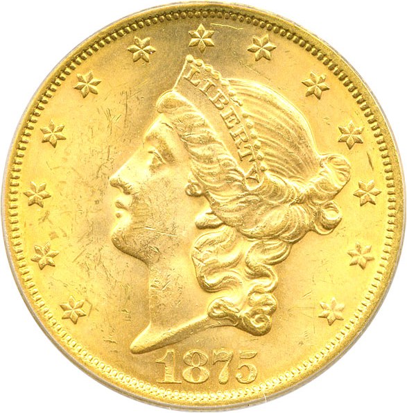 image for: 1875 $20 PCGS MS63