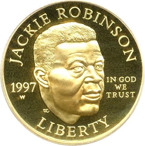 image for: 1997-W $5 PCGS Proof 69 DCameo (Jackie Robinson)