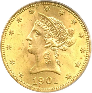 image for: 1901 $10 PCGS/CAC MS64 OGH