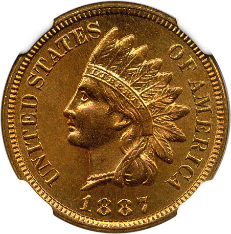 image for: 1887 1c NGC MS65 RB