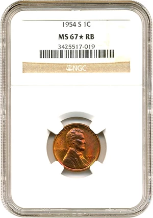image for: 1954-S 1c NGC MS67 RB * Star *