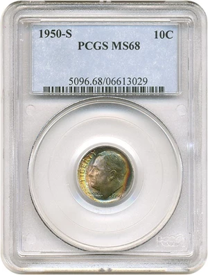 image for: 1950-S 10c PCGS MS68 * Color *