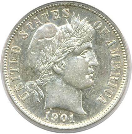 image for: 1901-S 10c PCGS AU55