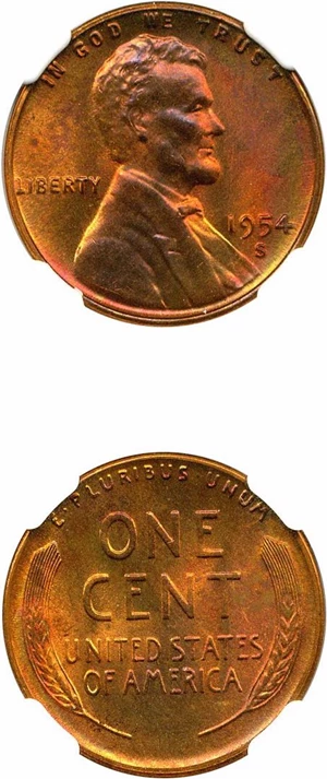 image for: 1954-S 1c NGC MS67 RB * Star *