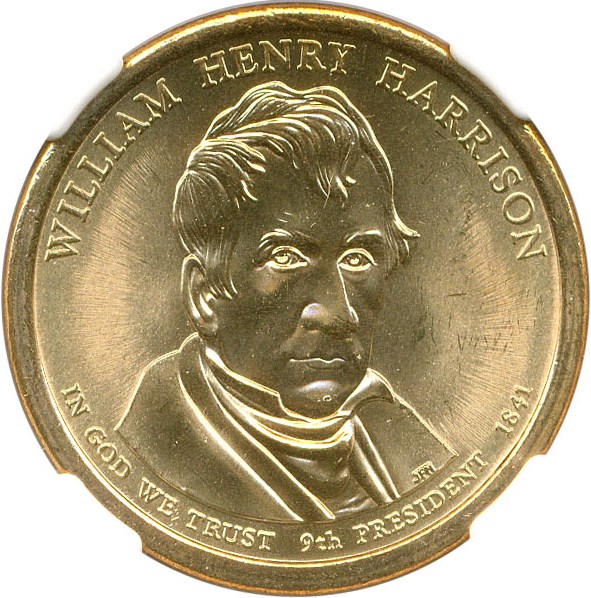 image for: Mint Error: 2009 $1 NGC MS66 (Harrison, Missing Edge Lettering)