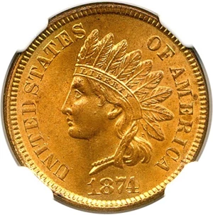 image for: 1874 1c NGC MS64 RD
