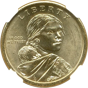 image for: Mint Error: 2009 Sac $1 NGC MS66 (Missing Edge Lettering)