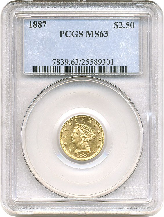image for: 1887 $2 1/2 PCGS MS63