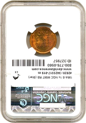 image for: 1954-S 1c NGC MS67 RB * Star *