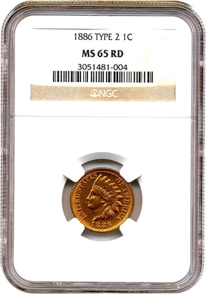 image for: 1886 1c NGC MS65 RD (Type 2)