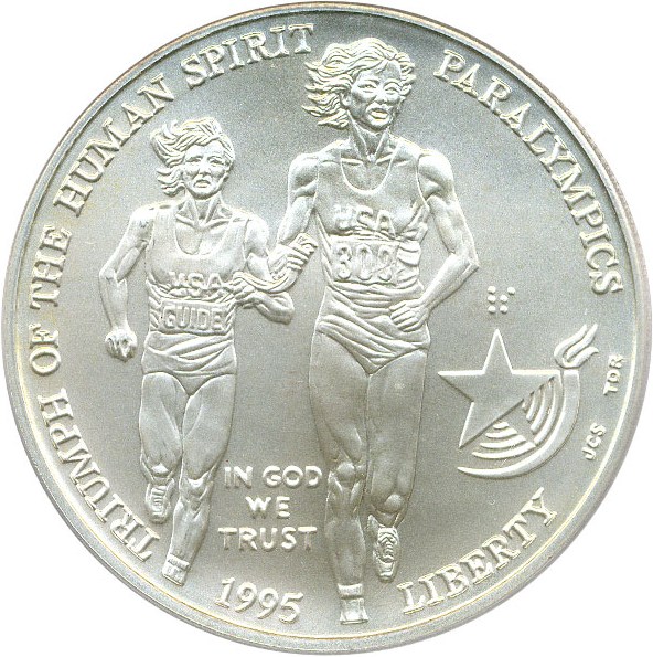 image for: 1995-D $1 PCGS MS69 (Paralympics Blind Runner)