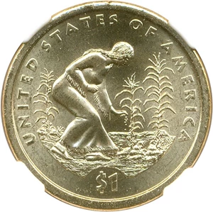 image for: Mint Error: 2009 Sac $1 NGC MS66 (Missing Edge Lettering)