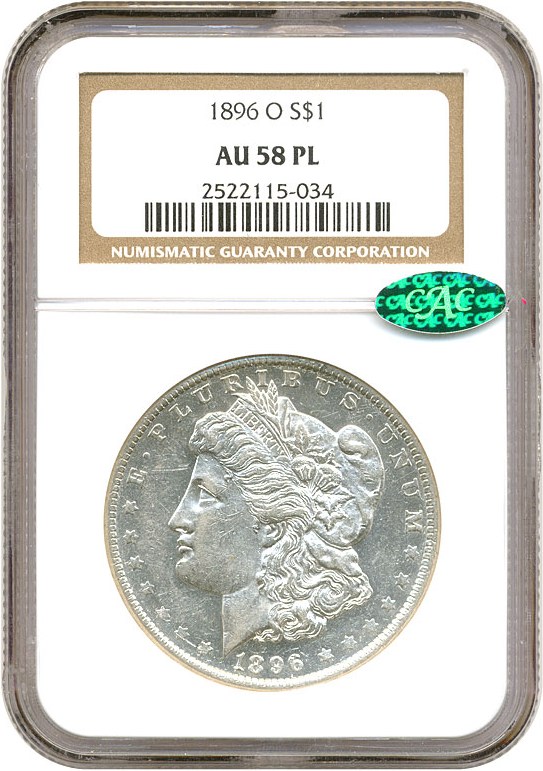 image for: 1896-O $1 NGC/CAC AU58 PL