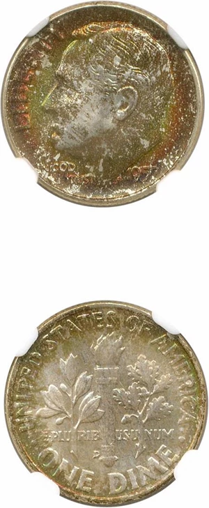 image for: 1957-D 10c NGC MS68 * Color *