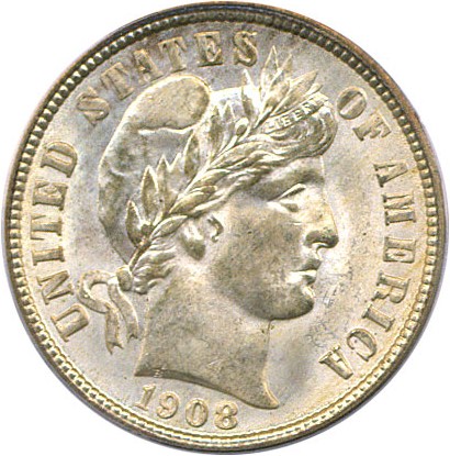 image for: 1908 10c PCGS/CAC MS65
