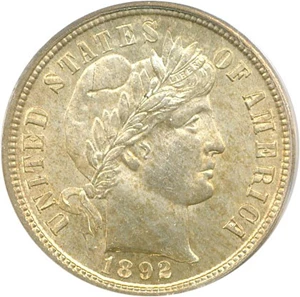 image for: 1892-S 10c PCGS/CAC MS65