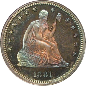 image for: 1881 25c NGC/CAC Proof 65 Cameo * Color *