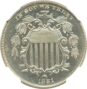 image for: 1881 5c NGC/CAC Proof 64