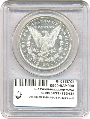 image for: 1878 7/8TF $1 PCGS MS65 DMPL (Weak, VAM-41A, 7/4)