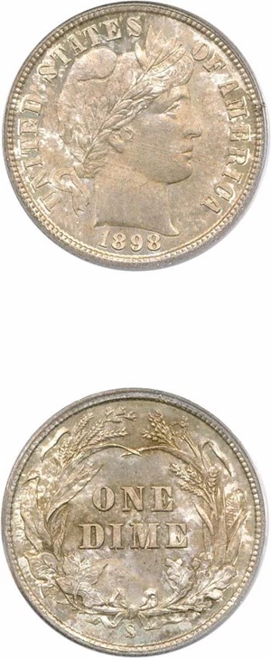 image for: 1898-S 10c PCGS/CAC MS66